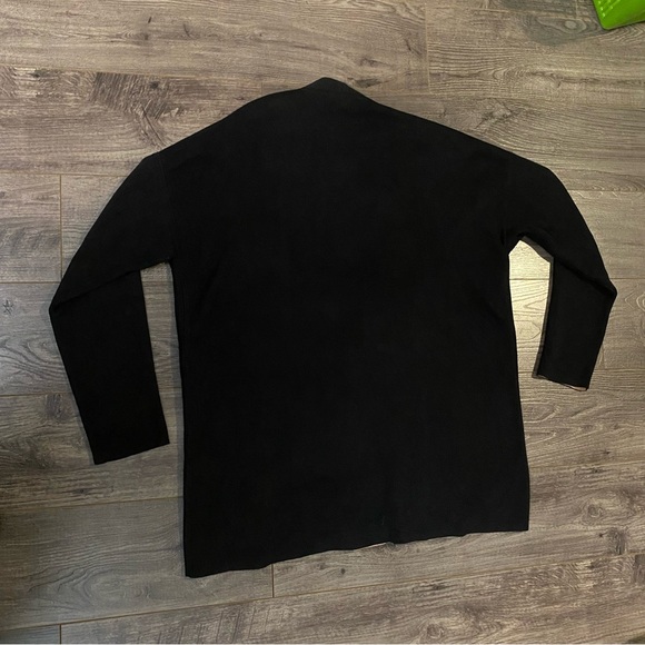 Eileen Fisher Silk & Organic Cotton Cascading Front Cardigan Black Reversible - Picture 9 of 14